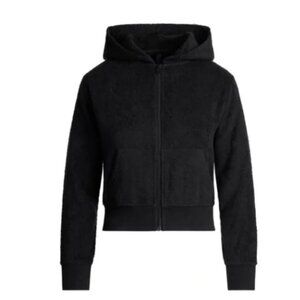 SKIMS Terry Cover-Ups Zip Up Hoodie Womens XS Onyx Black Swim Full Zip Cover Top